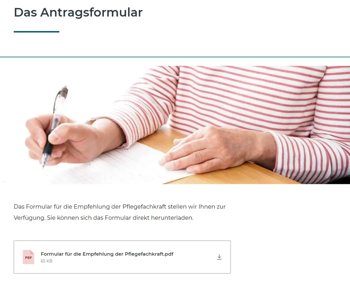 Antragsformular E-Learning-Kurs Hilfsmittel und Pflegehilfsmittel