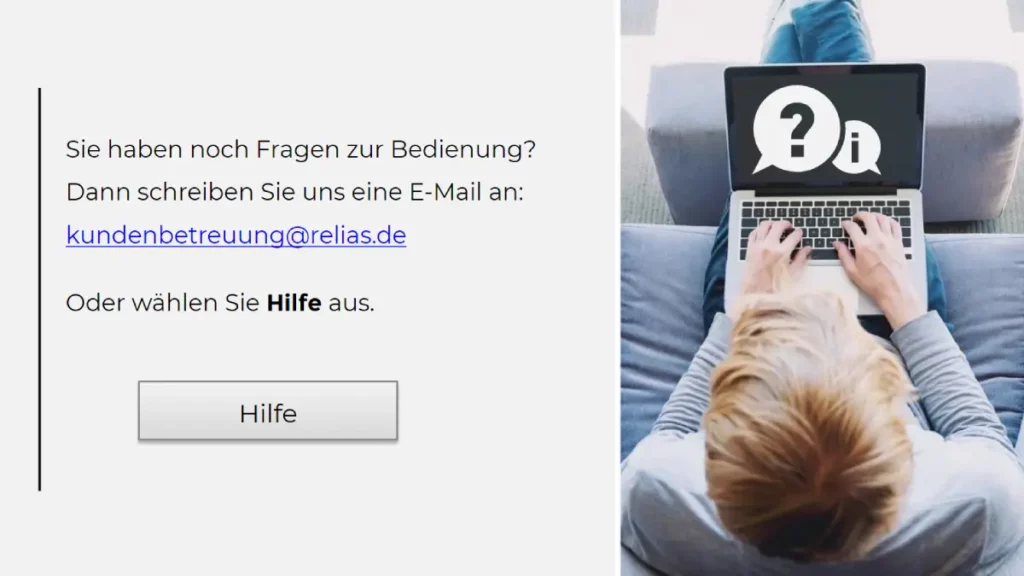 Auf diesen Bild sehen Sie wie die Relias-Kurse mit einer Kontaktoption für weitere Fragen enden