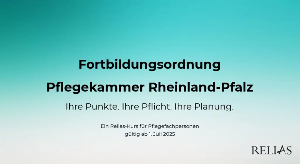 Titelbild eines Fortbildungskurses zur Pflegekammer Rheinland-Pfalz von Relias.