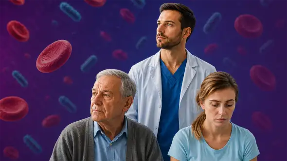 verschiedene Patientengruppen mit Arzt und Sepsis-Hintergrund