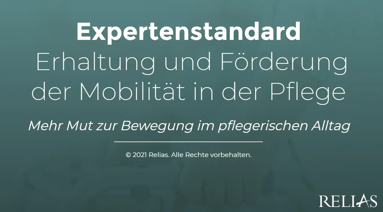 Titelgrafik zum Expertenstandard Mobilität in der Pflege mit Text.