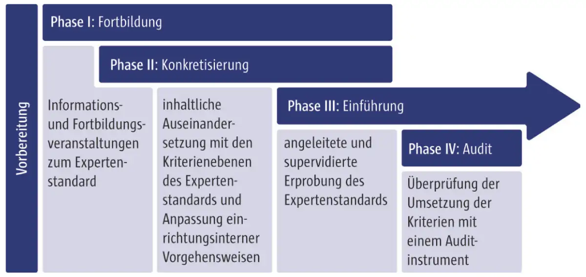 Grafik zu den Phasen der Implementierung eines Expertenstandards