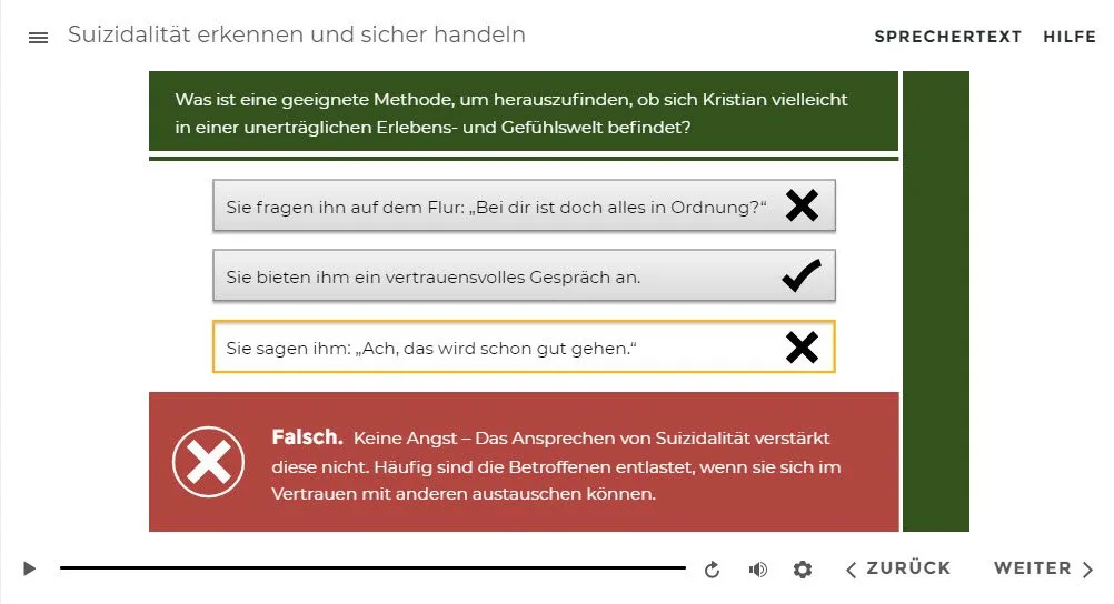 Suizidalität erkennen und sicher handeln - Auszug aus dem E-Learning-Kurs