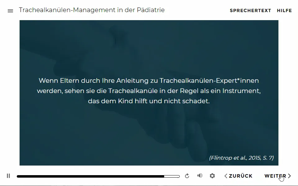Beispiel aus dem Kurs Trachealkanülen-Management in der Pädiatrie