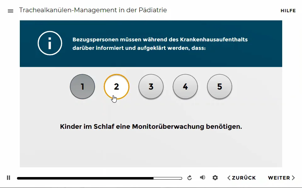 Interaktion im Kurs Trachealkanülen-Management in der Pädiatrie