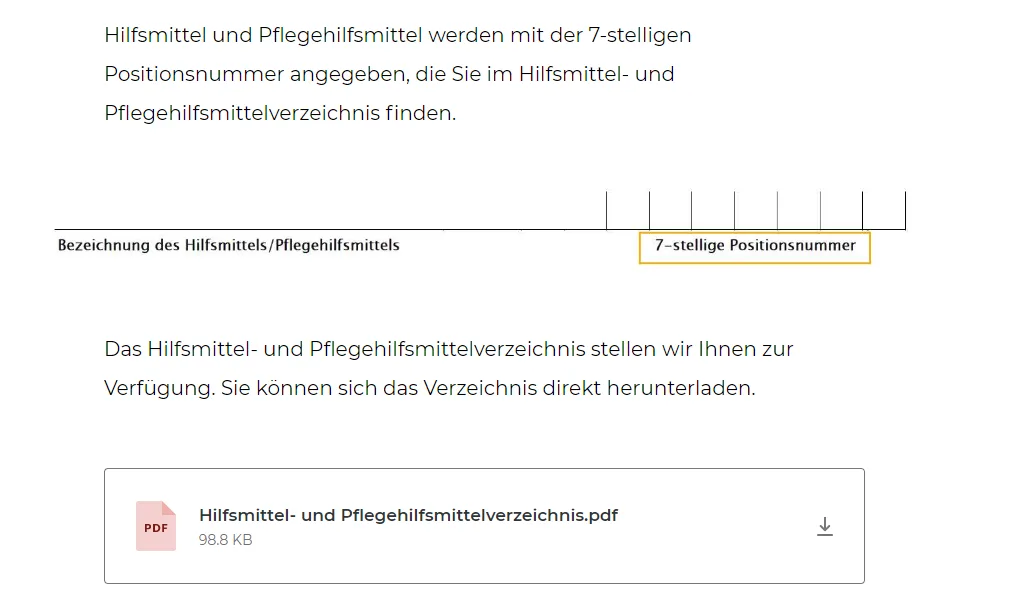 Antragsformular 2 Kurs Hilfsmittel und Pflegehilfsmittel
