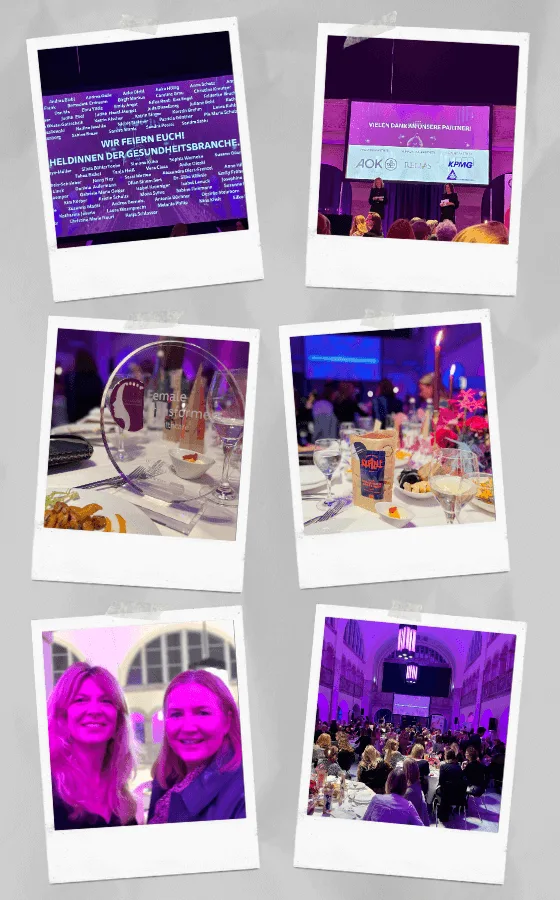 Fotos in Polaroid-Form von der Verleihung des ersten Female Transformers in Healthcare Awards